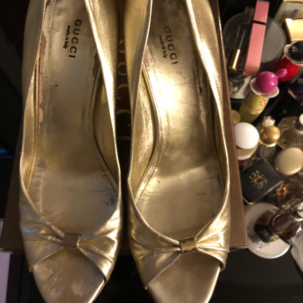 Gold Gucci Wedges Size 10